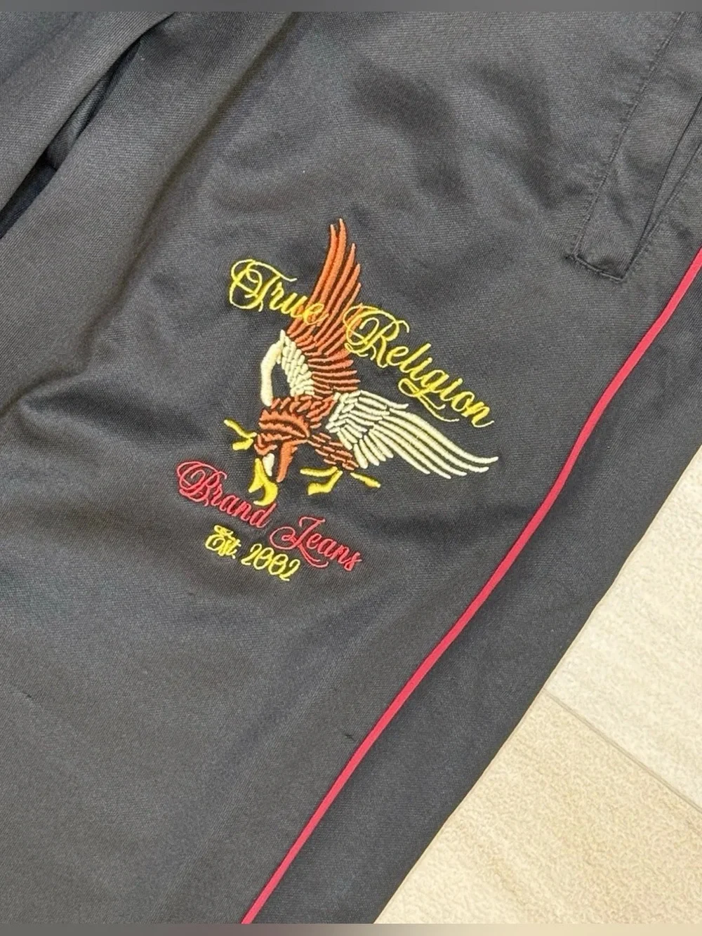 True Religion Embroidered Eagle Mens Track Jogger Size S 30